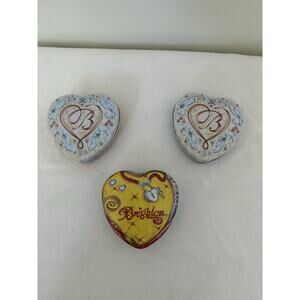 Brighton Jewelry Heart Shaped Empty Tins Collectible Box Keepsake 5 1/2"x5 3/4"